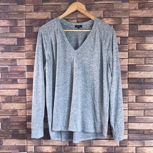 Womens Thalia Melange Gray Large V Neck Rails Sweater